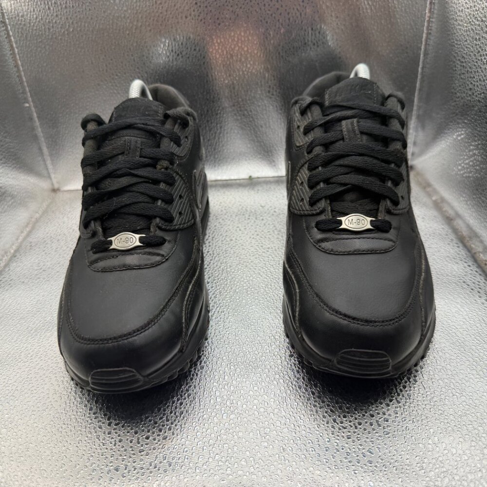 Size 8 Nike Air Max 90 Black Leather Essential Mens Athletic Sneakers 302519-001 - Picture 3 of 10